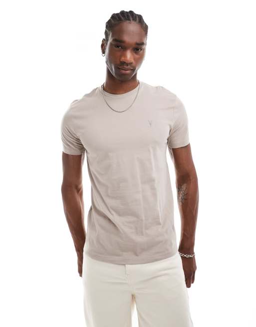 AllSaints – Brace – Beige t-shirt i borstad bomull