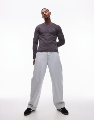 Allsaints Brace Brushed Cotton Long Sleeve T-shirt In Blue