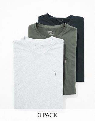AllSaints Brace brushed cotton t-shirt 3-pack in multi
