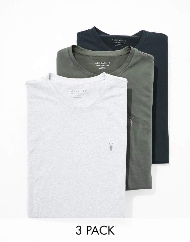 AllSaints - brace brushed cotton t-shirt 3-pack in multi