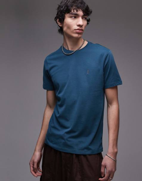 AllSaints Brace brushed cotton t-shirt in cove green - view 1