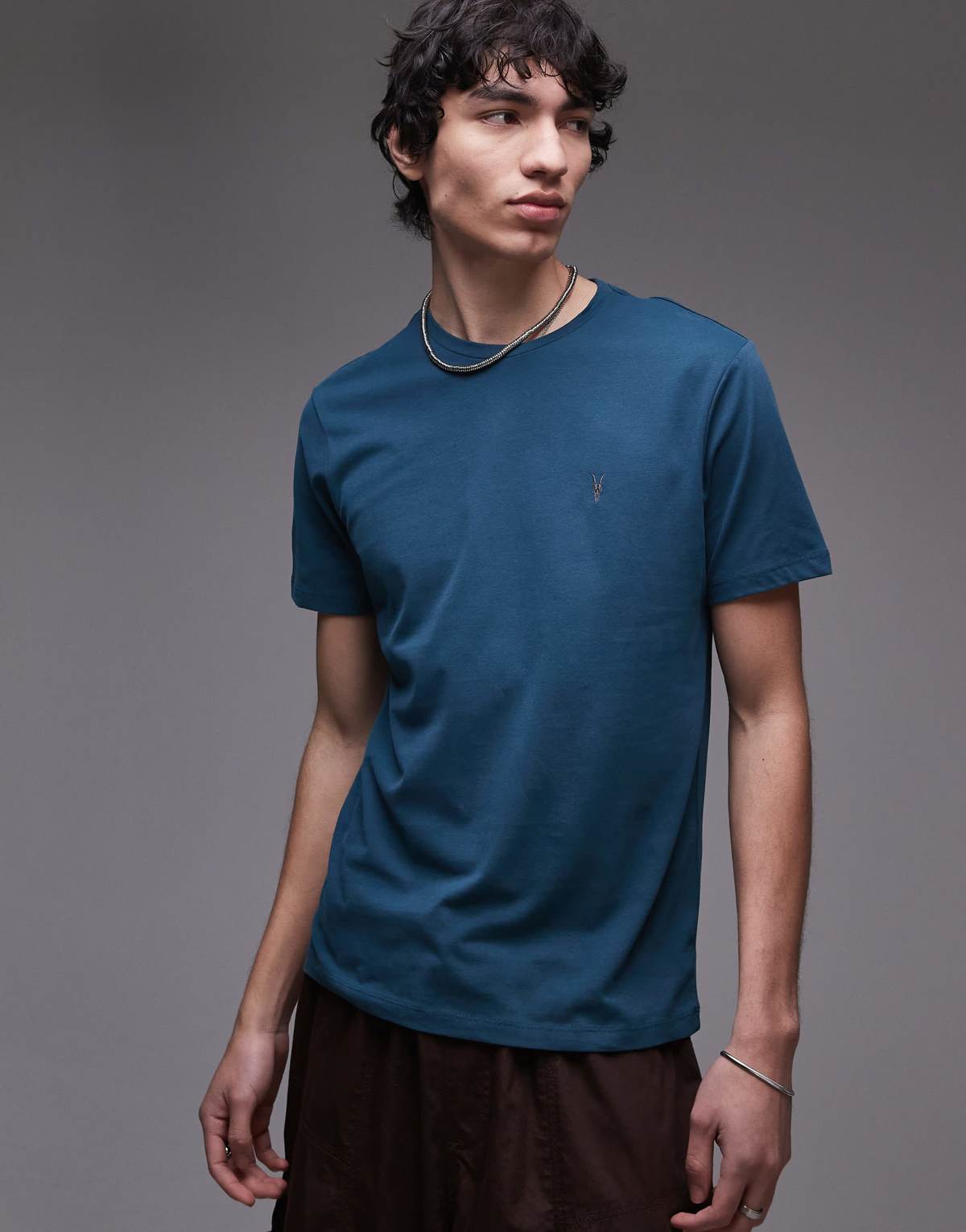 AllSaints Brace brushed cotton t-shirt in cove green