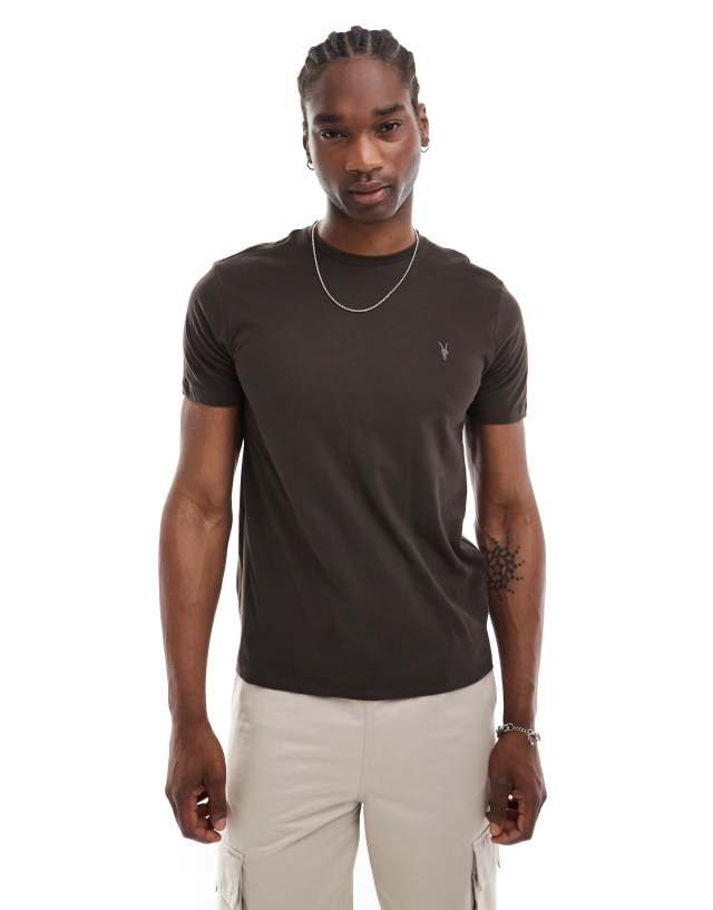 AllSaints - brace brushed cotton t-shirt in dark brown