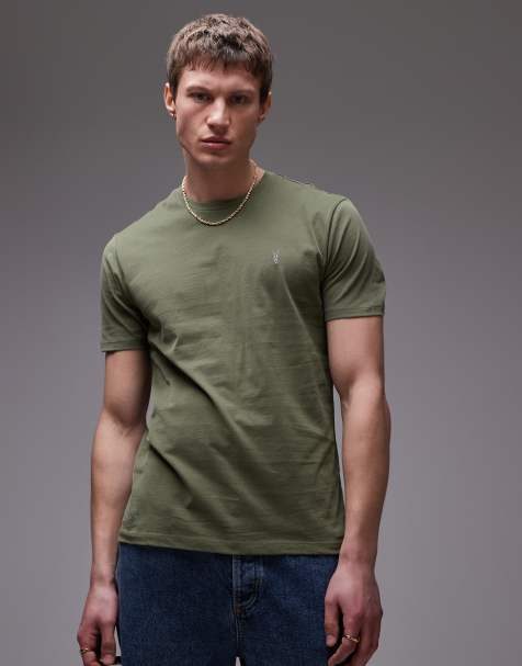 AllSaints Brace brushed cotton t-shirt in eden green - view 1