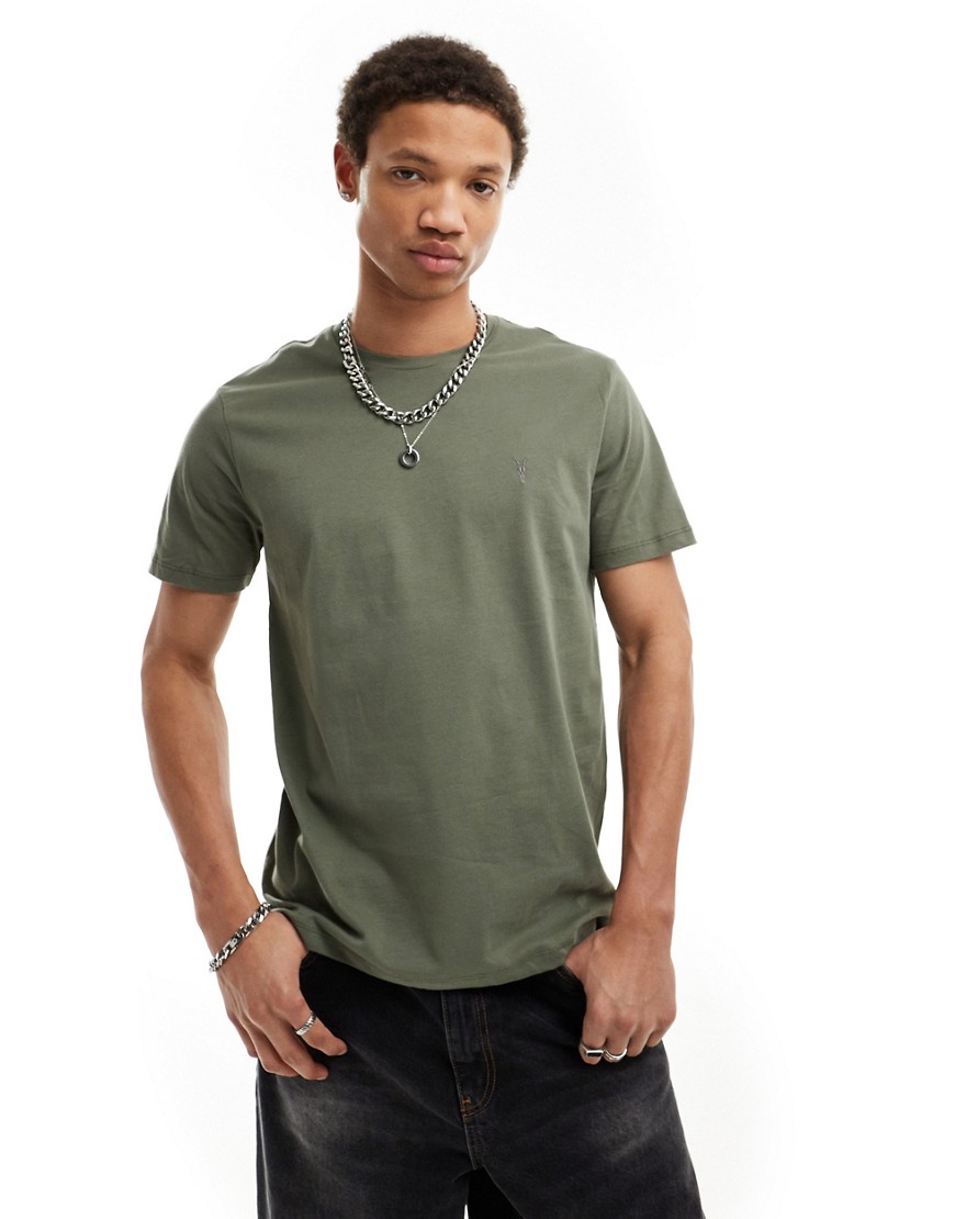 AllSaints Brace brushed cotton t-shirt in green