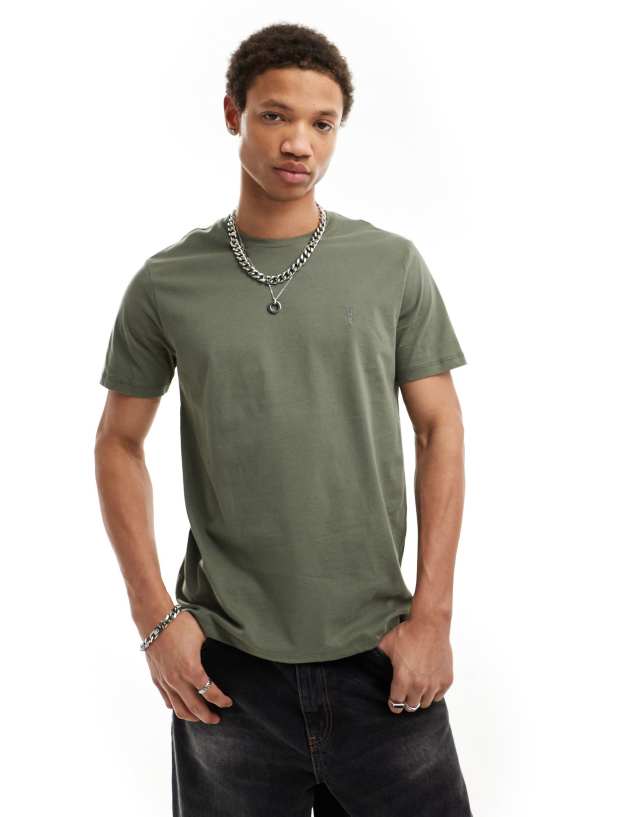 AllSaints - brace brushed cotton t-shirt in green