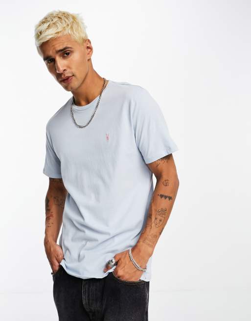 AllSaints Brace brushed cotton t-shirt in seafront blue | ASOS