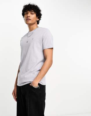 AllSaints Brace brushed cotton t-shirt in slate purple | ASOS