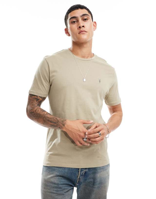 AllSaints - brace brushed cotton t-shirt in stone