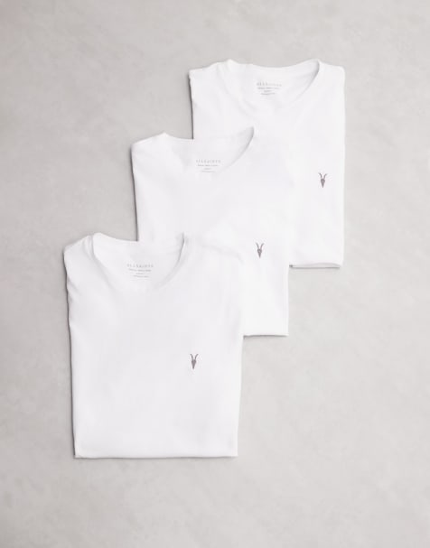 AllSaints - Brace - Confezione da 3 T-shirt a maniche corte bianche con logo piccolo - view 1