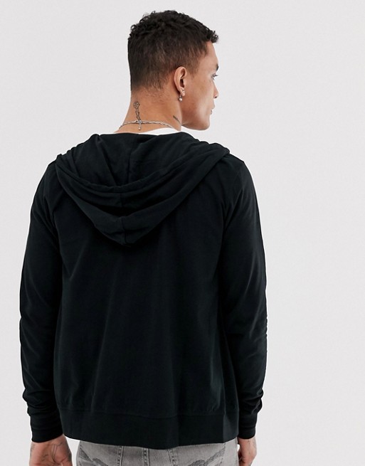 AllSaints – Brace – Czarna bluza z kapturem z logo z czaszką barana NILS