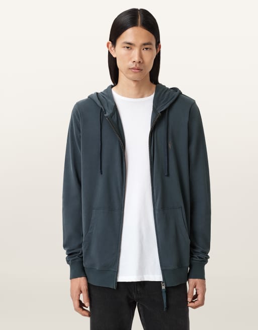 AllSaints – Brace – Kapuzenpullover in Sunil-Blau