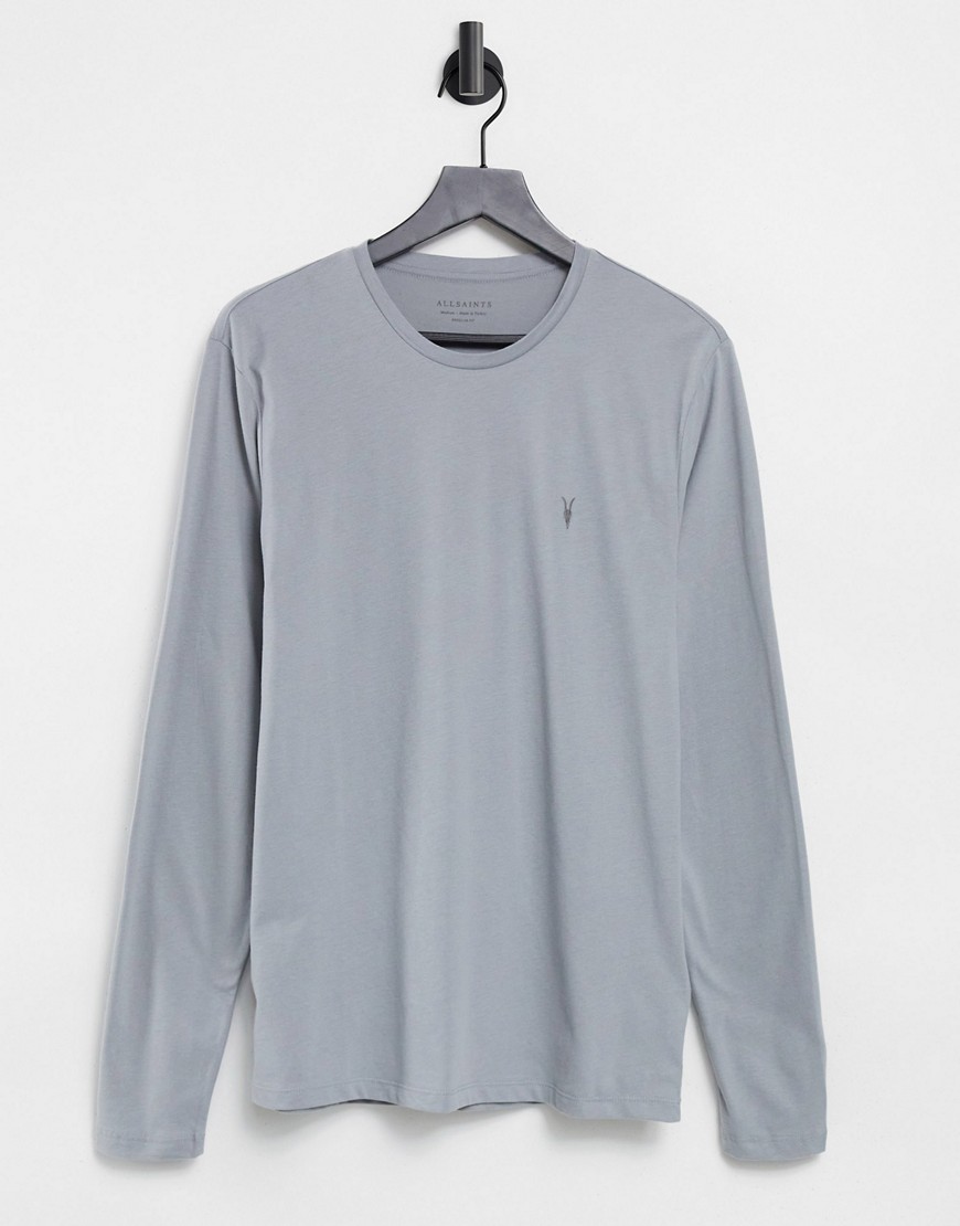 Allsaints Brace Long Sleeve T-shirt In Light Gray-grey