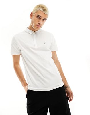 AllSaints Brace brushed cotton polo in optic white - ASOS Price Checker