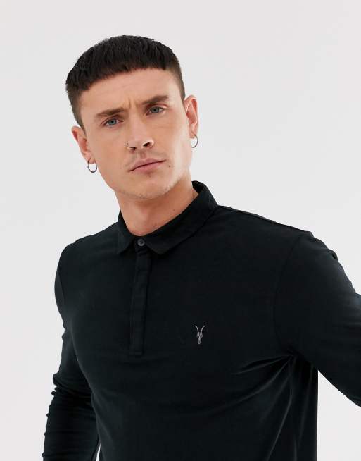AllSaints - Brace - Polo manches longues à logo tête de bélier - Noir, 3 de 4