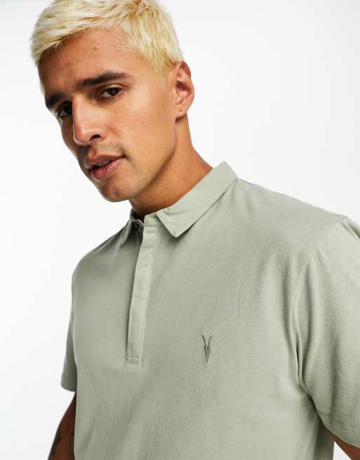 AllSaints Brace polo shirt in opal green ASOS