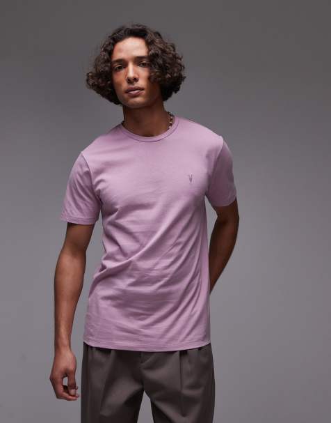 Allsaints Brace short sleeve t-shirt in ashed purple 