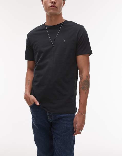 AllSaints - Brace - Set van 3 T-shirts van geborsteld katoen in zwart - view 1