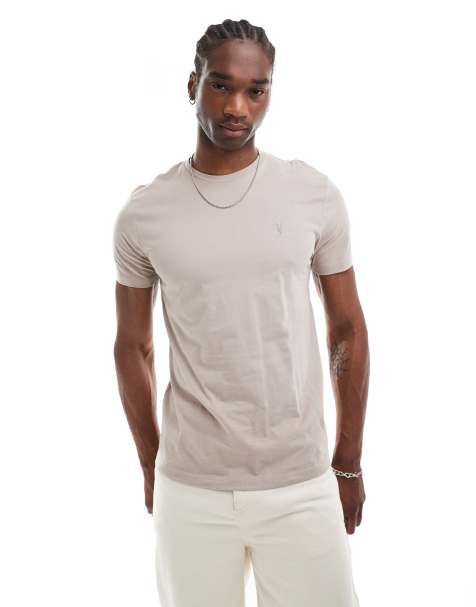 AllSaints - Brace - T-shirt beige in cotone pettinato - view 1