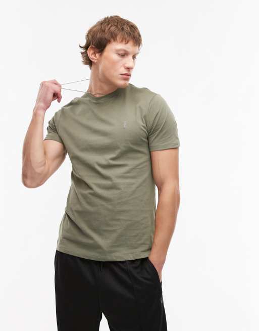 AllSaints - Brace - T-shirt en coton brossé - Vert clair