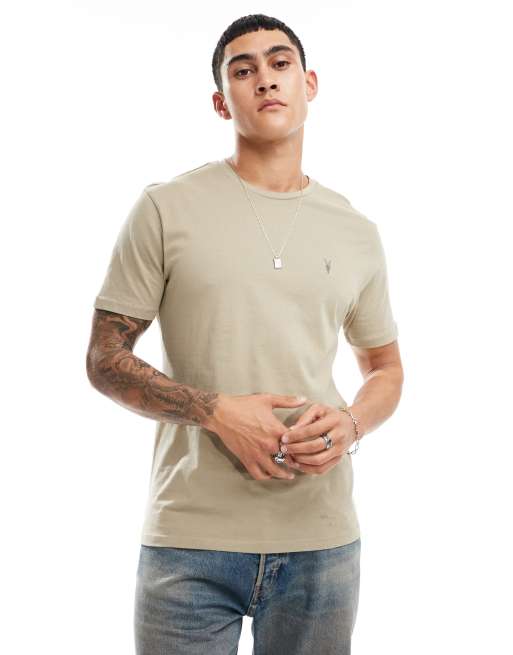 AllSaints - Brace - T-shirt in cotone pettinato color pietra
