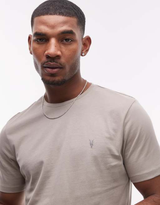 AllSaints - Brace - T-shirt marrone castagna in cotone pettinato