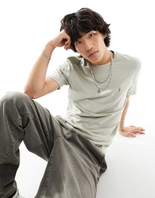 AllSaints - Brace - T-shirt met korte mouwen, ronde hals en logo in grijs
