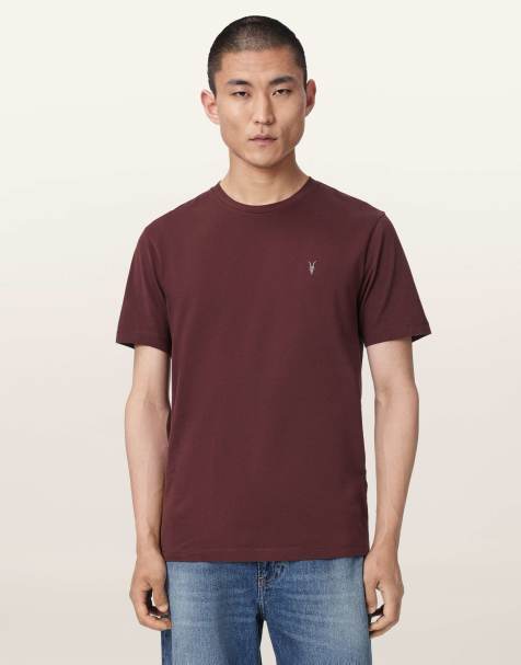 AllSaints Brace T-shirts met ronde hals in set van 3 in houtroze/rood/zwart - view 1