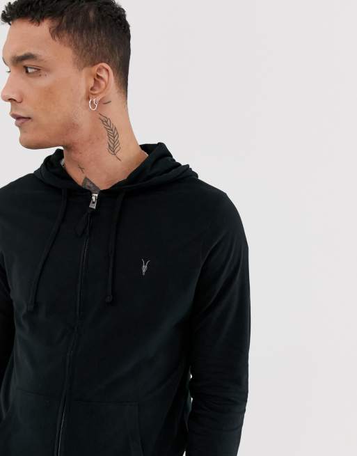 All saints black zip hoodie online