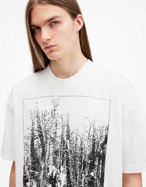 AllSaints – Bracken – Kurzärmliges T-Shirt in Kreideweiß mit Rundhalsausschnitt