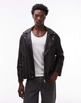 Allsaints Bradford Leather Jacket In Black