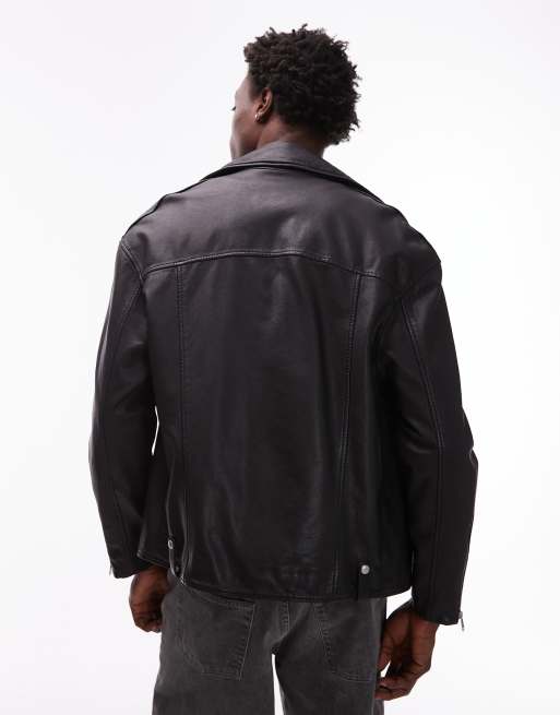 AllSaints Bradford leather jacket in black | ASOS