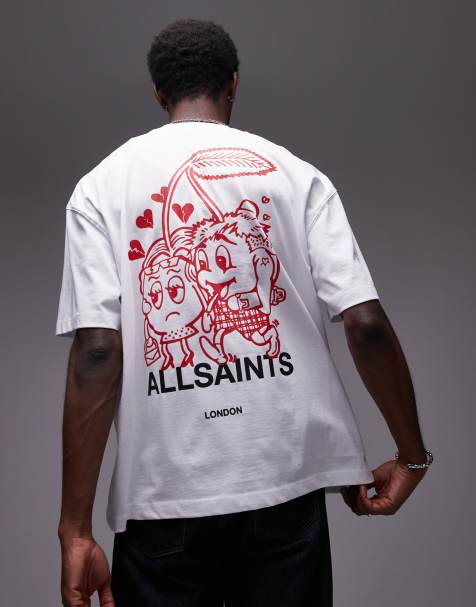 AllSaints Breakup back graphic t-shirt in white - view 1