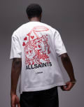 [AllSaints] AllSaints Breakup back graphic t-shirt in white-Black XL Optic white