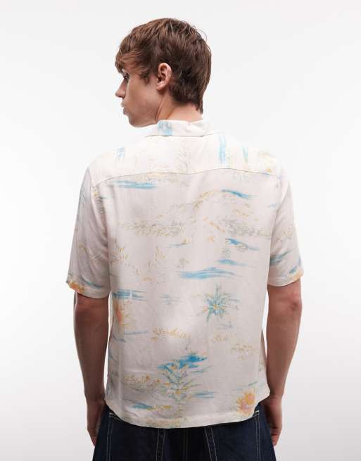 AllSaints - Breezer - Chemise manches courtes en lin mélangé à imprimé estival - Multicolore, 5 de 5