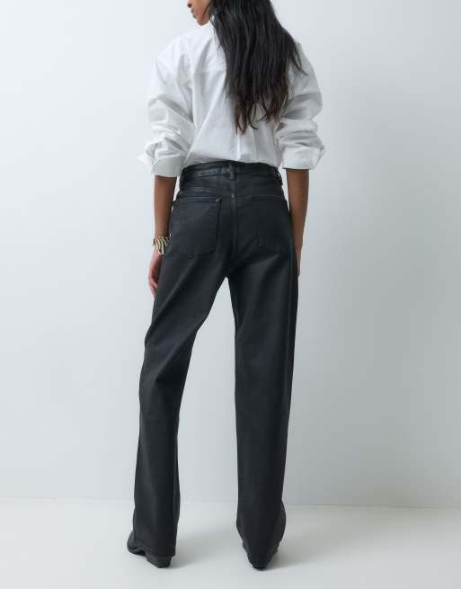 AllSaints Brixton jean large en denim enduit noir, 3 de 5