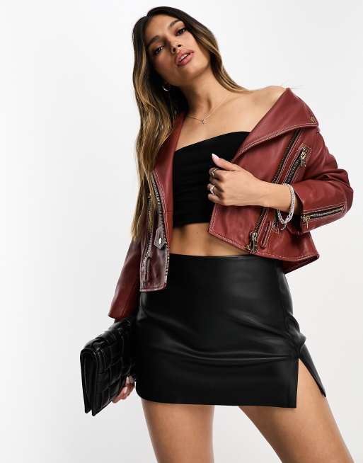 Brooks leather biker store jacket