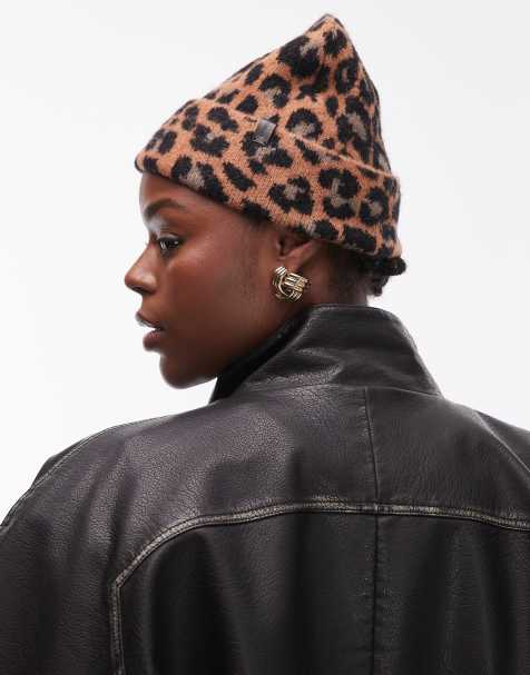 AllSaints brushed beanie in leopard print - view 1