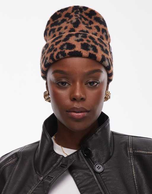 AllSaints brushed beanie in leopard print | ASOS