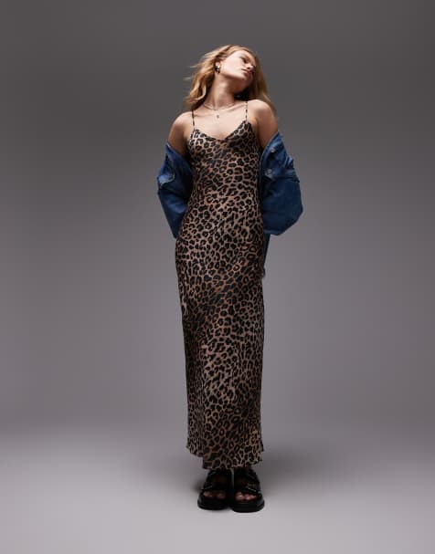 AllSaints Bryony maxi cami dress in leopard print - YELLOW - view 1