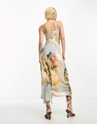 AllSaints Bryony Rosalia satin midi dress in multi