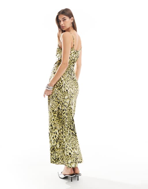 AllSaints Bryony satin midi dress in leopard print | ASOS