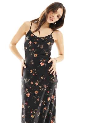 Allsaints Bryony Tanana Midi Slip Dress In Black