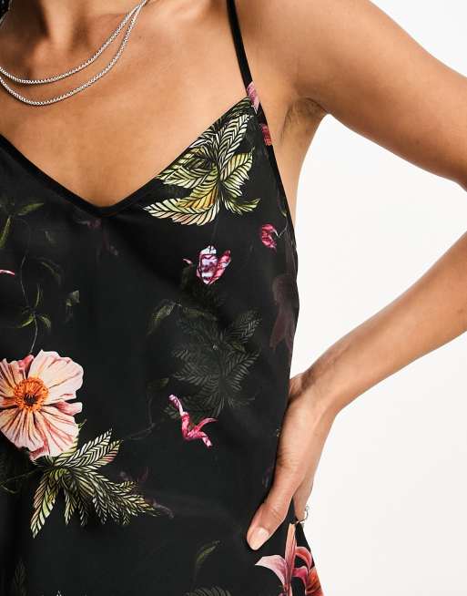 AllSaints Bryony Viviana satin midi dress in black floral, 3 of 4