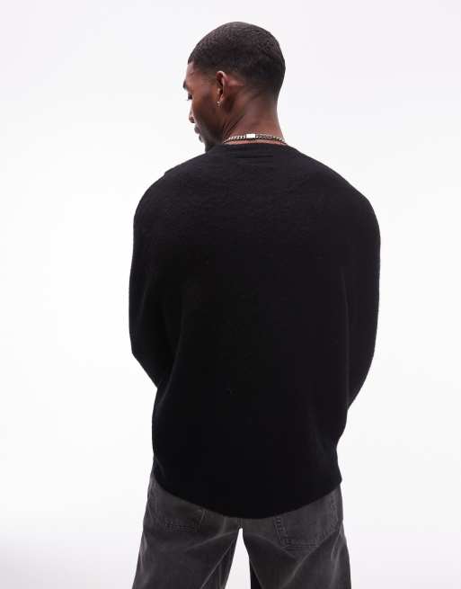 AllSaints - Bubble - Pull unisexe en maille avec logo en forme de cœur - Noir, 4 de 4