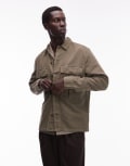 [AllSaints] Allsaints button through overshirt in khaki-Green XL PASTORAL GREEN