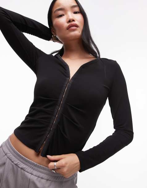AllSaints Cadell hook and eye top in black - view 1