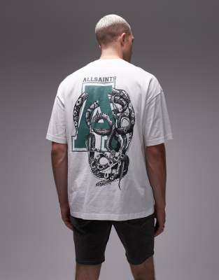 AllSaints – Caduceus – Vit t-shirt med tryck - view 1