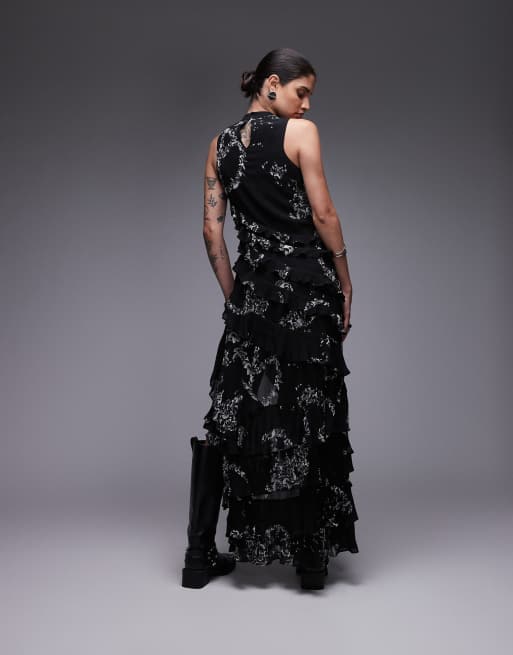 all saints dress black AllSaints Size 0 Myra Black Flare Dress main image 1