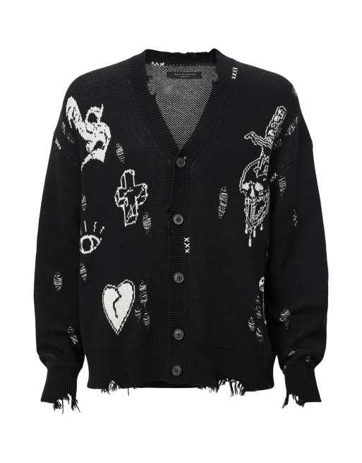 AllSaints – Caledon – Strickjacke in Schwarz/Kreideweiß, 7 von 7